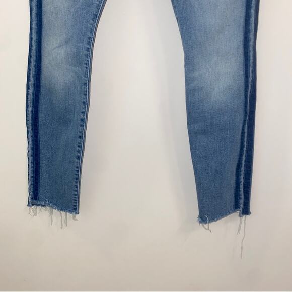 Mother Stunner Zip Ankle Step Fray in Light Kitty Racer Blue Denim Jeans size 25 - Picture 4 of 12
